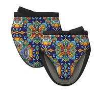 Mexpekil Mexican Style Floral Oven Gloves Heat Resistant Oven Mitts Silicone Oven Glove Kitchen Mini Oven Gloves for Cooking Baking Grilling Barbecue 1 Pair