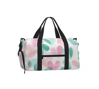 Mexpekil Mint Green Pink Hearts Gym Bag with Shoe Compartment Waterproof Duffel Bag Large Overnight Weekend Bags Travel Holdall for Women Men Teens