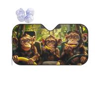 Mexpekil Monkeys Eating Banana Car Windscreen Sunshade 130x70cm Sun Visor for Cars Heat Protection Car Front Windshield Sunshade Foldable Sun Shield for SUV Van Truck