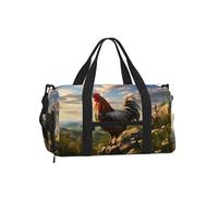 Mexpekil Mountain Chicken Gym Bag with Shoe Compartment Waterproof Duffel Bag Large Overnight Weekend Bags Travel Holdall for Women Men Teens