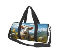 Mexpekil Mountain Cow Flower Foldable Gym Bag Carry On Travel Duffle Bags Waterproof Woman Men Hand Luggage Bag Large Weekend Overnight Bags for Sports Dance with Removable Strap