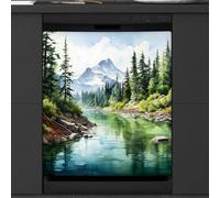 Mexpekil Mountain Forest River Dishwasher Magnet Cover 21x26Inch Decorative Dish Washer Sticker for Front Door Waterproof Kitchen Appliance Panel Magnetic Decal