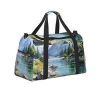 Mexpekil Mountain Forest River Nature Duffel Bag Large Carry On Hand Luggage Bags Waterproof Weekender Bags Foldable Tote Bag for Travel Sports Gym Dance