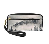 Mexpekil Mountain Forest Tree Foggy Pencil Case Travel Makeup Pouch Pen Bag Holder Purse Leather Cosmetic Makeup Brush Bag Stationery Box for Kids Girls Boy School Office Supplies
