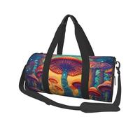 Mexpekil Mushroom Forest Magic Foldable Gym Bag Carry On Travel Duffle Bags Waterproof Woman Men Hand Luggage Bag Large Weekend Overnight Bags for Sports Dance with Removable Strap