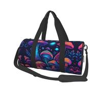 Mexpekil Mushroom Forest Purple Magic Foldable Gym Bag Carry On Travel Duffle Bags Waterproof Woman Men Hand Luggage Bag Large Weekend Overnight Bags for Sports Dance with Removable Strap