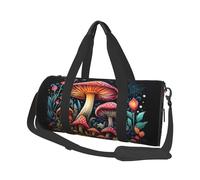 Mexpekil Mushroom Plants Art Foldable Gym Bag Carry On Travel Duffle Bags Waterproof Woman Men Hand Luggage Bag Large Weekend Overnight Bags for Sports Dance with Removable Strap