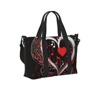 Mexpekil Music Note Heart Vanlentines Travel Duffel Bag Waterproof Sports Gym Bag Large Weekend Overnight Bags for Women Men Foldable Carry On Luggage Tote Bags for Flight