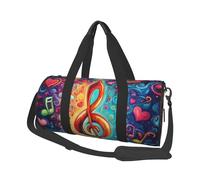Mexpekil Music Note Hearts Neon Foldable Gym Bag Carry On Travel Duffle Bags Waterproof Woman Men Hand Luggage Bag Large Weekend Overnight Bags for Sports Dance with Removable Strap