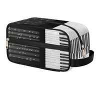 Mexpekil Music Notes Piano Keyboard Toiletry Bag Organizer Wash Bag Cosmetic Makeup Bag Storage Pouch Travel Case for Women Men Boys Girls