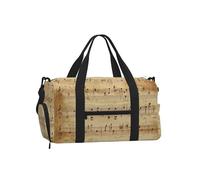 Mexpekil Music Sheet Vintage Gym Bag with Shoe Compartment Waterproof Duffel Bag Large Overnight Weekend Bags Travel Holdall for Women Men Teens