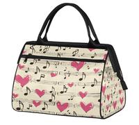 Mexpekil Musical Note Heart Travel Duffel Bag Waterproof Gym Bag Carry On Weekend Overnight Bags Large Hand Luggage Tote Bags for Women Men Kids