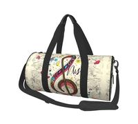 Mexpekil Musical Note Word Foldable Gym Bag Carry On Travel Duffle Bags Waterproof Woman Men Hand Luggage Bag Large Weekend Overnight Bags for Sports Dance with Removable Strap