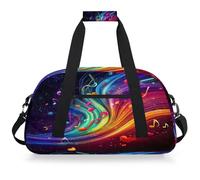 Mexpekil Musical Notes Hearts Neon Travel Gym Bag for Girls Boys Carry On Overnight Weekend Bags Waterproof Hand Luggage Bag for Sports Dance School Practice