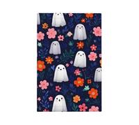 Mexpekil Navy Blue Flowers Ghost Light Switch Cover 1 Gang Single Blank Outlet Cover Decorative Wall Plate for Home Office