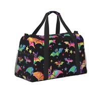 Mexpekil Neon Bat Star Duffel Bag Large Carry On Hand Luggage Bags Waterproof Weekender Bags Foldable Tote Bag for Travel Sports Gym Dance