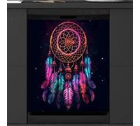 Mexpekil Neon Dream Catcher Dishwasher Magnet Cover 21x26Inch Decorative Dish Washer Sticker for Front Door Waterproof Kitchen Appliance Panel Magnetic Decal