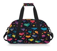 Mexpekil Neon Galaxy Hearts Travel Gym Bag for Girls Boys Carry On Overnight Weekend Bags Waterproof Hand Luggage Bag for Sports Dance School Practice