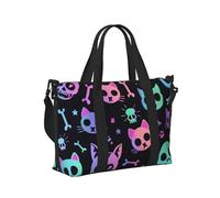Mexpekil Neon Goth Skulls Bones Travel Duffel Bag Waterproof Sports Gym Bag Large Weekend Overnight Bags for Women Men Foldable Carry On Luggage Tote Bag for Flight