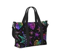 Mexpekil Neon Heart Spider Web Travel Duffel Bag Waterproof Sports Gym Bag Large Weekend Overnight Bags for Women Men Foldable Carry On Luggage Tote Bag for Flight
