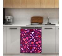 Mexpekil Neon Hearts Love Dishwasher Magnet Cover 21x26Inch Decorative Dish Washer Sticker for Front Door Waterproof Kitchen Appliance Panel Magnetic Decal