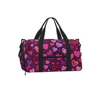Mexpekil Neon Hearts Love Gym Bag with Shoe Compartment Waterproof Duffel Bag Large Overnight Weekend Bags Travel Holdall for Women Men Teens