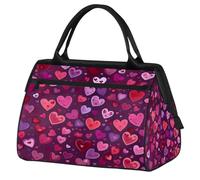 Mexpekil Neon Hearts Love Travel Duffel Bag Waterproof Gym Bag Carry On Weekend Overnight Bags Large Hand Luggage Tote Bags for Women Men Kids
