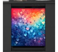 Mexpekil Neon Love Heart Dishwasher Magnet Cover 21x26Inch Decorative Dish Washer Sticker for Front Door Waterproof Kitchen Appliance Panel Magnetic Decal