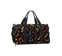 Mexpekil Neon Music Notes Gym Bag with Shoe Compartment Waterproof Duffel Bag Large Overnight Weekend Bags Travel Holdall for Women Men Teens