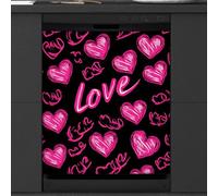 Mexpekil Neon Pink Heart Love Dishwasher Magnet Cover 21x26Inch Decorative Dish Washer Sticker for Front Door Waterproof Kitchen Appliance Panel Magnetic Decal