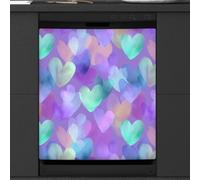 Mexpekil Neon Purple Green Hearts Dishwasher Magnet Cover | 23x26inch Reusable Dish Washer Covers Decorative Dishwasher Front Panel Magnetic Cover Sticker for Kitchen Appliances