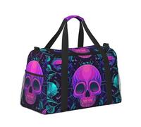 Mexpekil Neon Purple Skull Spider Web Duffel Bag Large Carry On Hand Luggage Bags Waterproof Weekender Bags Foldable Tote Bag for Travel Sports Gym Dance