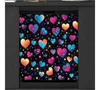 Mexpekil Neon Stars Hearts Dishwasher Magnet Cover 21x26Inch Decorative Dish Washer Sticker for Front Door Waterproof Kitchen Appliance Panel Magnetic Decal
