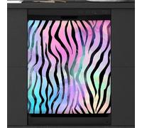 Mexpekil Neon Zebra Print Dishwasher Magnet Cover 21x26 in, Decorative Waterproof Dishwasher Magnetic Cover Sticker for Kitchen Appliances