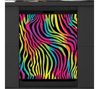 Mexpekil Neon Zebra Print Dishwasher Magnet Cover 21x26Inch Decorative Dish Washer Sticker for Front Door Waterproof Kitchen Appliance Panel Magnetic Decal