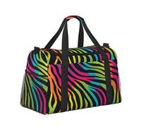 Mexpekil Neon Zebra Print Duffel Bag Large Carry On Hand Luggage Bags Waterproof Weekender Bags Foldable Tote Bag for Travel Sports Gym Dance