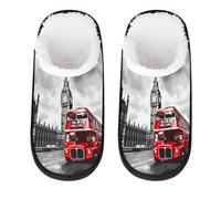 Mexpekil New York Bus Fluffy Slippers for Women Men M