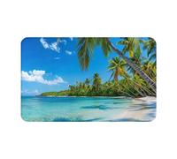 Mexpekil Non-Slip Bath Mat Rug For Bathroom Floor Tropical Palm Trees On Sunny Island Beach Scene,19.5 x 31.5Inches, Super Water Absorption, Cozy Design, Machine Washable