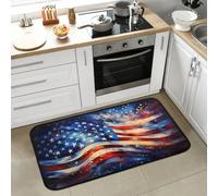 Mexpekil Non Slip Kitchen Mat 99x51cm Washable Runner Rug Watercolor American Flag Kitchen Rug Thin Door Matts Indoor
