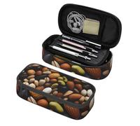 Mexpekil Nut Food Pencil Case for Girls Boys with Compartments Large Pen Organizer Bag Zipper Multi-Use Pouch for School Supplies, Makeup Cosmetics, Kids, Adults