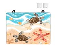 Mexpekil Ocean Beach Turtle Starfish Stove Top Cover for Electric Hob | Heat Resistant, Non Slip, Hob Cover with 2 Hooks, Glass Gas Stove Pad, Cooktop Mat for Kitchen, 28x20 in