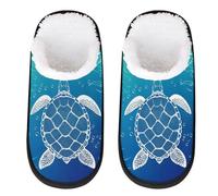 Mexpekil Ocean Turtle Slipper for Women Men Sea Turtle Animals Travel Slippers Foldable Indoor Plush Lining Slip on House Slippers Memory Foam Warm Home Sock Shoes M