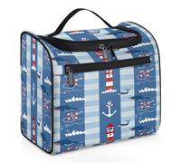 Mexpekil Ocean Whale Lighthouse Anchor Hanging Toiletry Bag for Women Men Large Waterproof Makeup Cosmetic Wash Bag for Travel