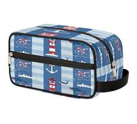 Mexpekil Ocean Whale Lighthouse Anchor Toiletry Bag Organizer Wash Bag Cosmetic Makeup Bag Storage Pouch Travel Case for Women Men Boys Girls