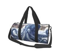 Mexpekil Octopus Boat Foldable Gym Bag Carry On Travel Duffle Bags Waterproof Woman Men Hand Luggage Bag Large Weekend Overnight Bags for Sports Dance with Removable Strap