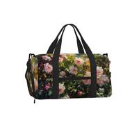 Mexpekil Oil Painting Rose Gym Bag with Shoe Compartment Waterproof Duffel Bag Large Overnight Weekend Bags Travel Holdall for Women Men Teens
