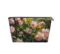 Mexpekil Oil Painting Rose Makeup Bag Waterproof Cosmetics Storage Organiser Bags Small Makeup Case Pouch Portable Travel Accessories Gifts for Women Men Girls