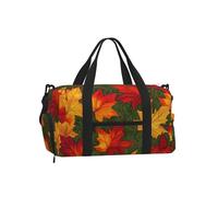 Mexpekil Orange Autumn Leaves Gym Bag with Shoe Compartment Waterproof Duffel Bag Large Overnight Weekend Bags Travel Holdall for Women Men Teens