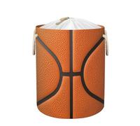 Mexpekil Orange Basketball Skin Laundry Basket with Drawstring Lid and Handles Collapsible Storage Baskets Waterproof Laundry Hamper Bag Large Storage Containers for Toy Clothes