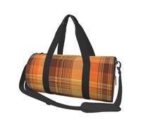 Mexpekil Orange Buffalo Check Foldable Gym Bag Carry On Travel Duffle Bags Waterproof Woman Men Hand Luggage Bag Large Weekend Overnight Bags for Sports Dance with Removable Strap